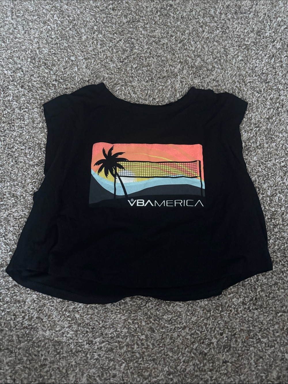 Black Palm-Graphic Cropped Tank Top